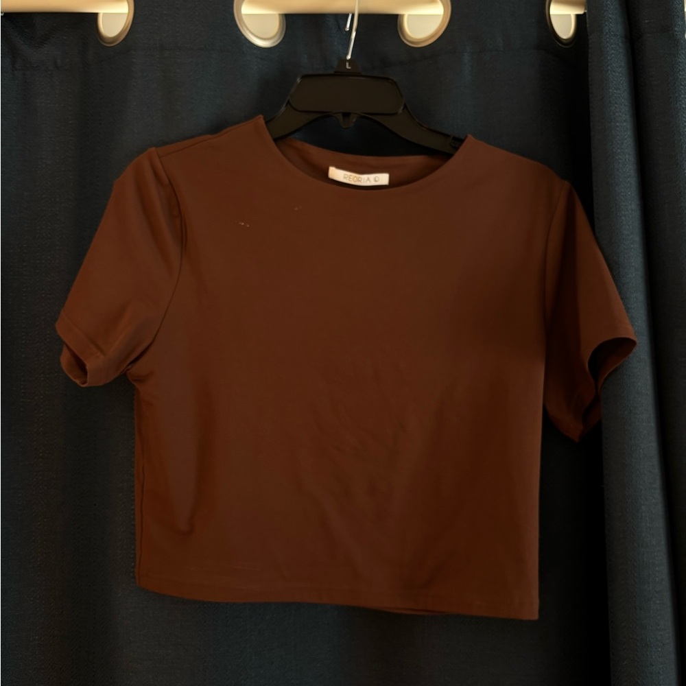 Brown Short Sleeve Top